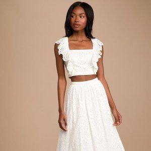 Brand New Unworn Lulus Two Piece Eyelette Midi Dress